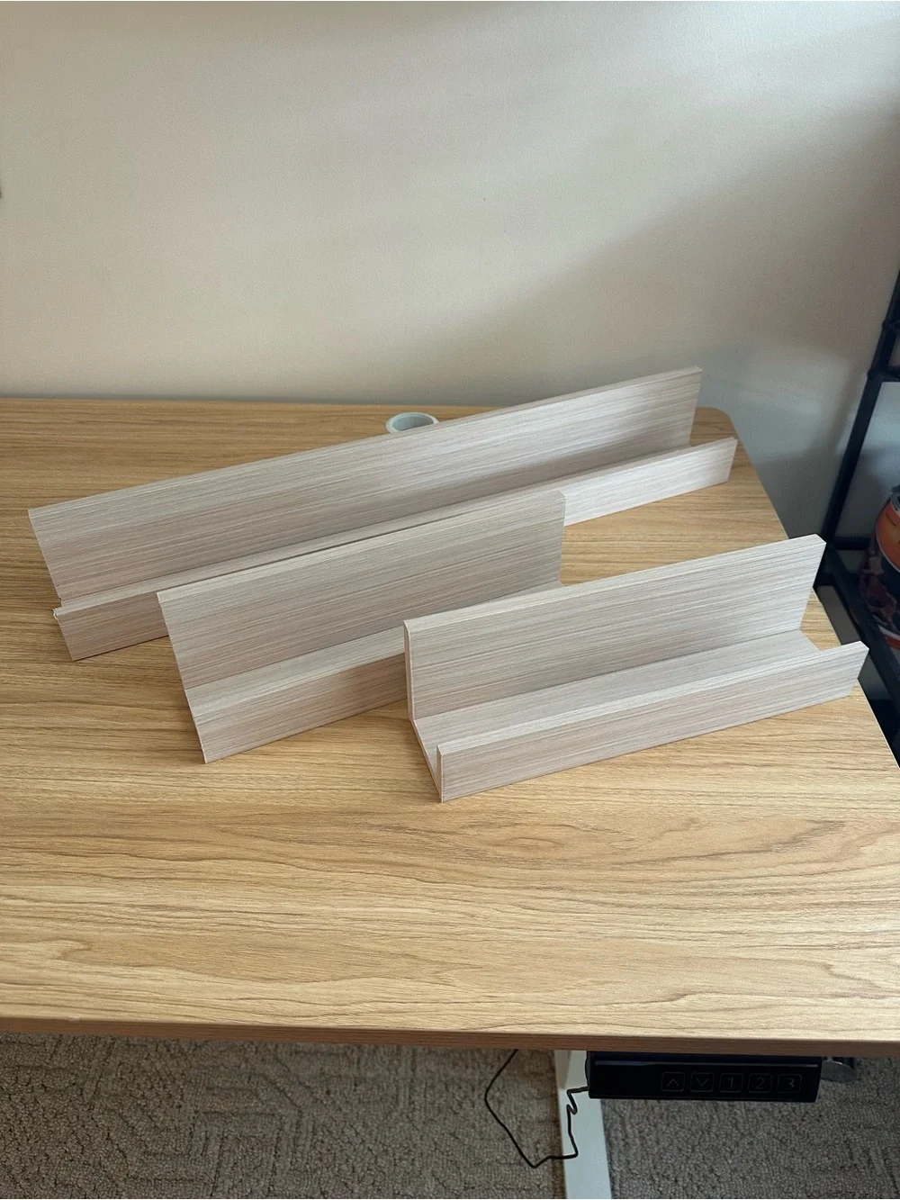 Light Wood Grain Display Ledge Shelf (Set of 3)